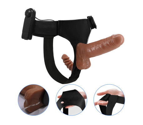 Arnés con Dildo Doble Retractil con Vibración