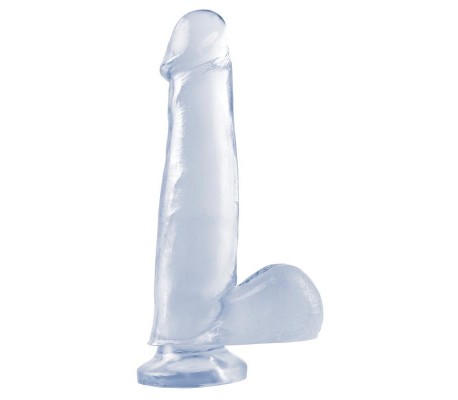 Dildo con Testículos y Ventosa - Transparente 19 cm