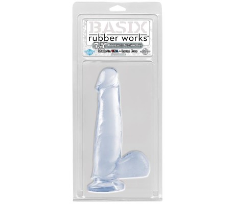 Dildo con Testículos y Ventosa - Transparente 19 cm
