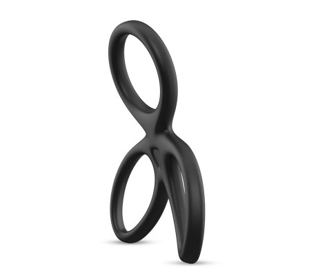 Anillo Triple Pene y Testículos Silicona Líquida Flexible
