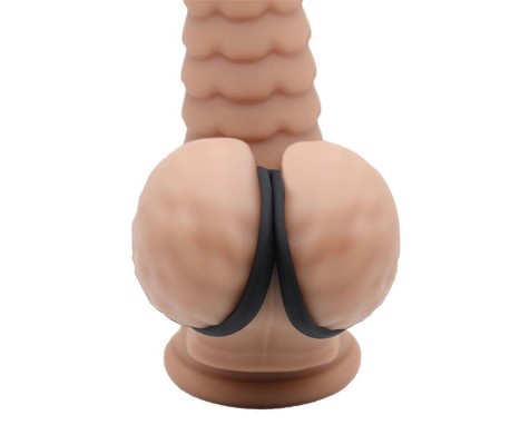 Anillo Triple Pene y Testículos Silicona Líquida Flexible