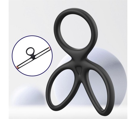 Anillo Triple Pene y Testículos Silicona Líquida Flexible