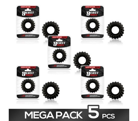 Pack de 5 25 mm Sawtooth Cock Ring Liquid Siliconek