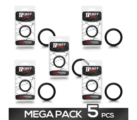 Pack de 5 Anillo Pene Silicona Líquida 3.4 cm