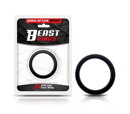 Anillo para el Pene Forma Plana Silicona Sólida 3.5 cm Negro