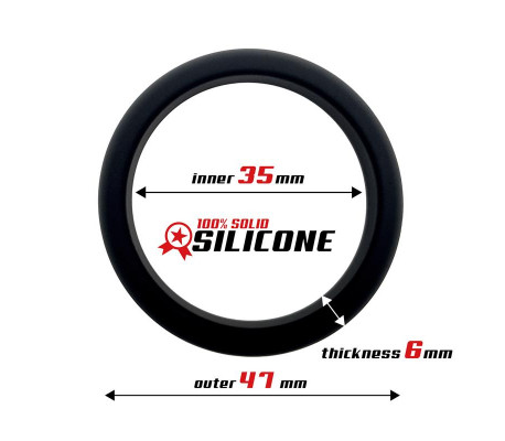 Anillo para el Pene Forma Plana Silicona Sólida 3.5 cm Negro