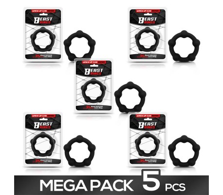 Pack de 5 Anillo para el Pene Silicona Beaded 3.5cm Negro