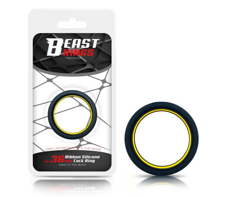 Anillo para el Pene 100% Silicona Sólida 3.6 cm Amarillo y Negro