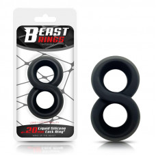 Anillo Doble para el Pene 100% Silicona Líquida 2 cm Negro