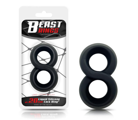 Anillo Doble para el Pene 100% Silicona Líquida 2 cm Negro