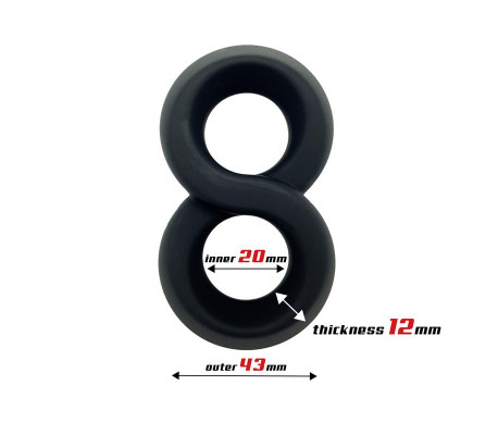 Anillo Doble para el Pene 100% Silicona Líquida 2 cm Negro