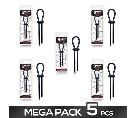 Pack de 5 Anillo para el Pene de Lazo Ajustable Silicona Sólida Negro