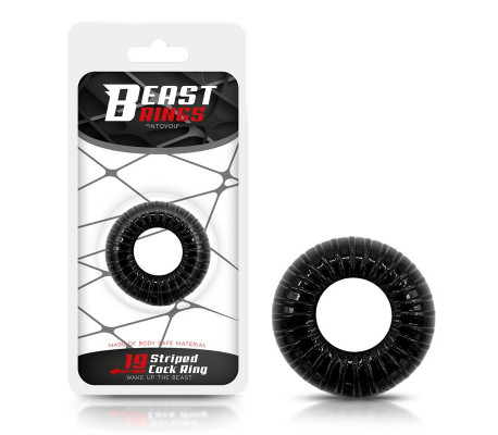 Anillo para el Pene Striped Súper Flexible y Resistente 1.9 cm Negro