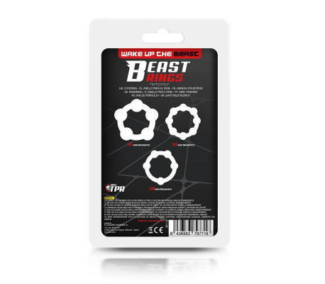 Set 3 Anillo para el Pene Beaded Flexibles Negro