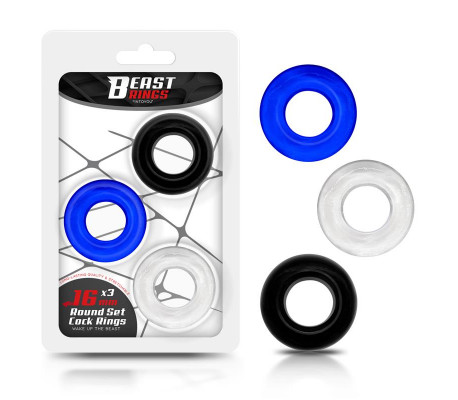 Set 3 Anillos para el Pene 3 Colores 1.6 cm