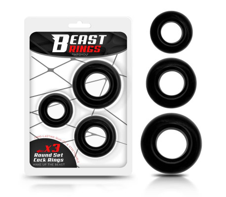 Set 3 Anillos para el Pene Flexibles Negros