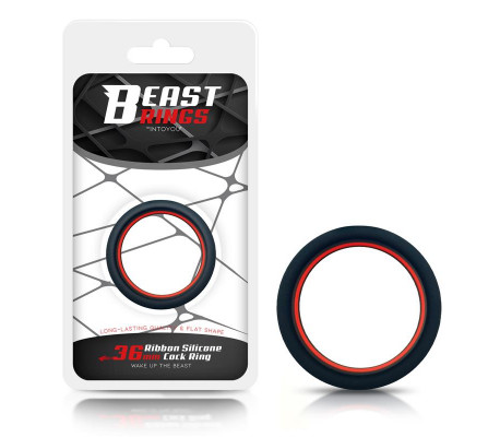 Anillo para el Pene 100% Silicona Sólida 3.6 cm Rojo y Negro