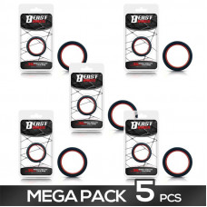 Pack de 5 Anillo para el Pene Silicona Rojo y Negro 3.6cm