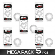 Pack de 5 Anillo para el Pene Striped Flexible Transparente 1.9 cm