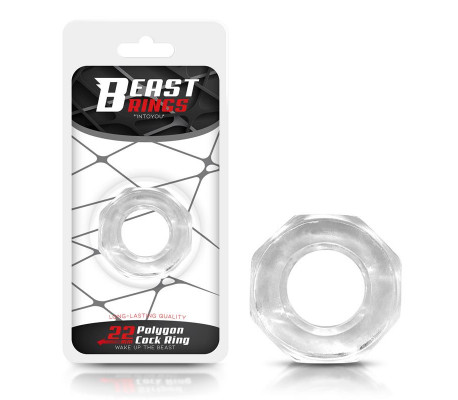Anillo para el Pene Súper Flexible Poligonal 2.2 cm Transparente