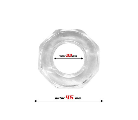 Anillo para el Pene Súper Flexible Poligonal 2.2 cm Transparente