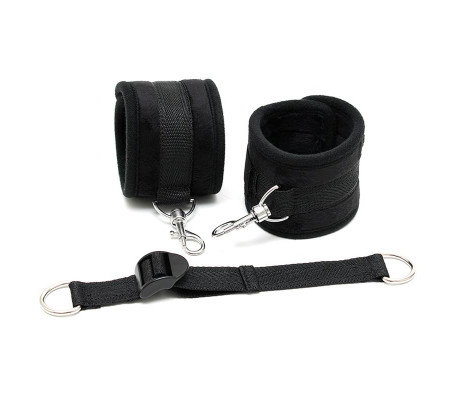 Rimba Bondage Play Esposas para Tobillos Con Correa Elástica Color Negro