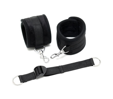 Rimba Bondage Play Esposas para Tobillos Con Correa Elástica Color Negro