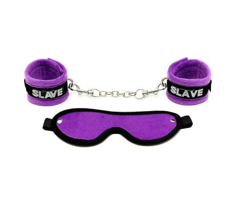 Rimba Bondage Play Esposas y Antifaz Color Púrpura