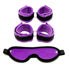 Rimba Bondage Play Set de Esposas para Tobillo y Muñecas Color Púrpura