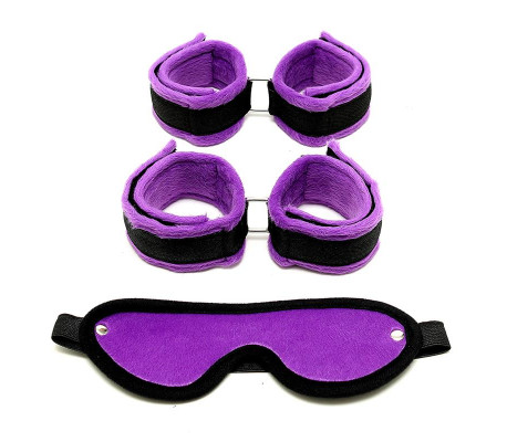 Rimba Bondage Play Set de Esposas para Tobillo y Muñecas Color Púrpura