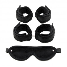 Rimba Bondage Play Set de Esposas para Muñecas y Tobillos Color Negro