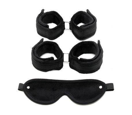 Rimba Bondage Play Set de Esposas para Muñecas y Tobillos Color Negro