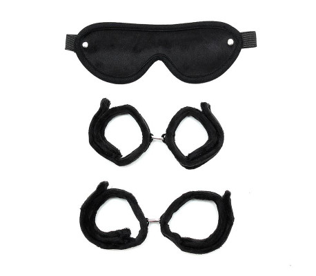 Rimba Bondage Play Set de Esposas para Muñecas y Tobillos Color Negro