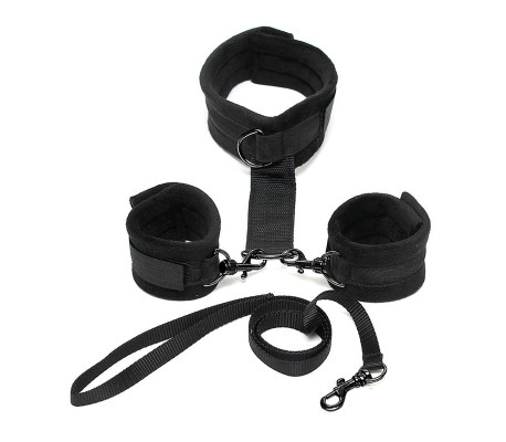 Collar y Esposas Desmontables  Negro Ajustables