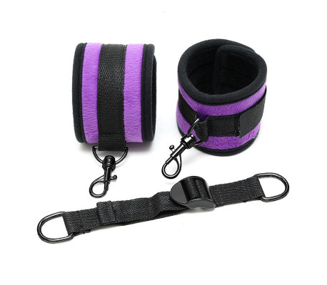 Rimba Bondage Play Esposas para Tobillos Con Correa Elástica Color Púrpura