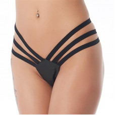 Tanga  Cuero  Negro Talla Única
