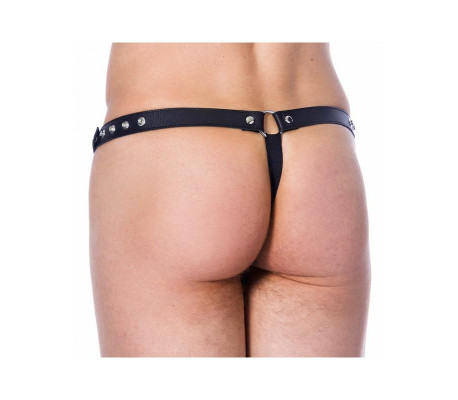 Tanga de Cuero Ajustable con Abertura