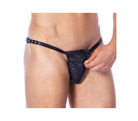 Tanga de Cuero Ajustable con Cremallera Talla Única