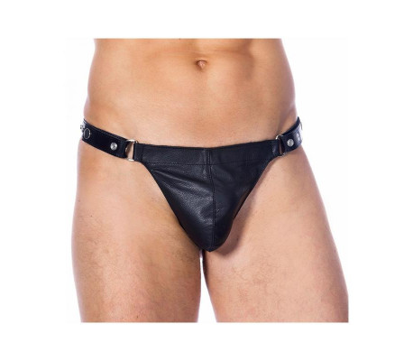 Tanga de Cuero Ajustable Color NEgro
