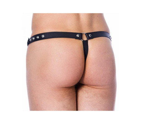 Tanga de Cuero Ajustable Color NEgro