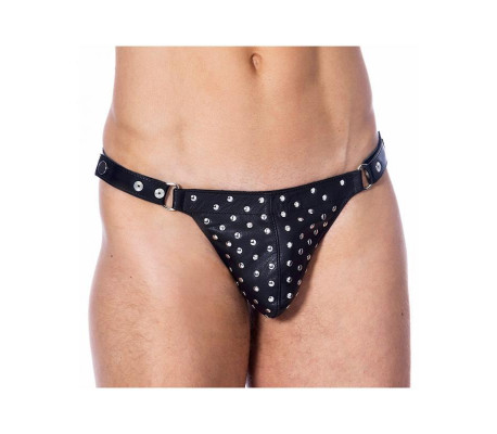 Tanga de Cuero Ajustable con Tachuelas