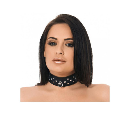 Collar Cuero con Anilla y Tachuelas