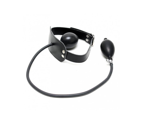 Mordaza Cuero con Globo Inflable y Bomba Ajustable