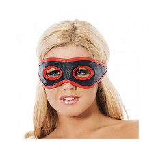 Antifaz Cuero con Aberturas en los Ojos  Rojo y Negro