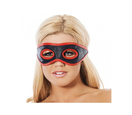 Antifaz Cuero con Aberturas en los Ojos  Rojo y Negro