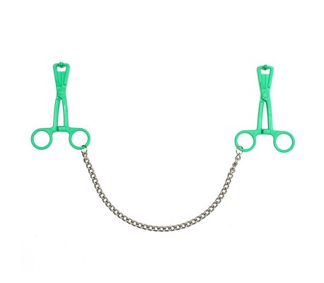Pinzas  Pezones con Cadena  Verde
