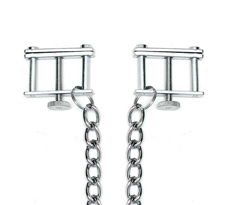 Rimba Bondage Play Pinzas para Pezones Con Cadena- Ajustable