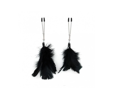 Pinzas para Pezones con Plumas Negras Ajustables