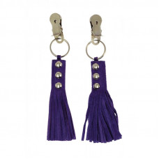 Pinzas para Pezones Cuero con Flecos Morado