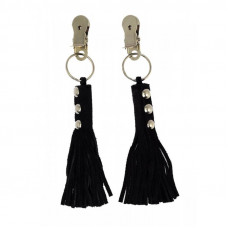 Pinzas para Pezones Cuero Flecos Negro
